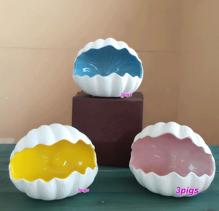 (特價)消暑海洋貝殼陶瓷窩(黃金鼠可用)-藍色-大款