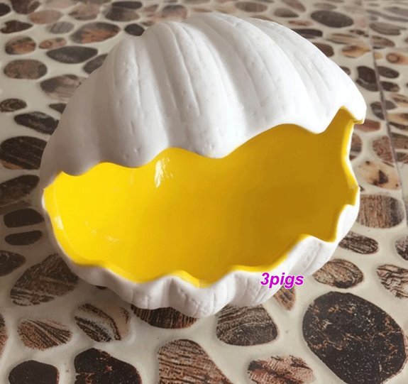 (特價)消暑海洋貝殼陶瓷窩(黃金鼠可用)-黃色