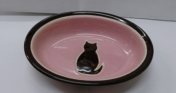 貓影圖案橢圓食盆