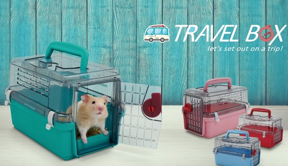 愛思沛小動物旅行提籠-倉鼠適用(藍/粉/綠/紅顏色隨機出貨)