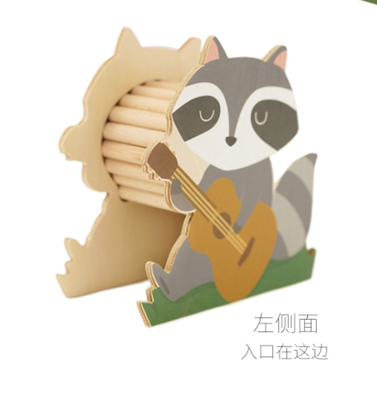 木屋-彈吉他的浣熊-大-適合黃金鼠/三線(無底)